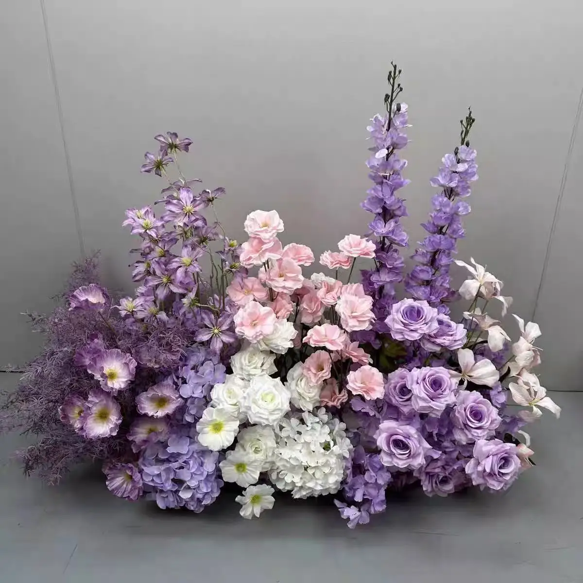Wedding purple flower row generation orchid ground  road wedding arrangement engagement decoration floral arrangement