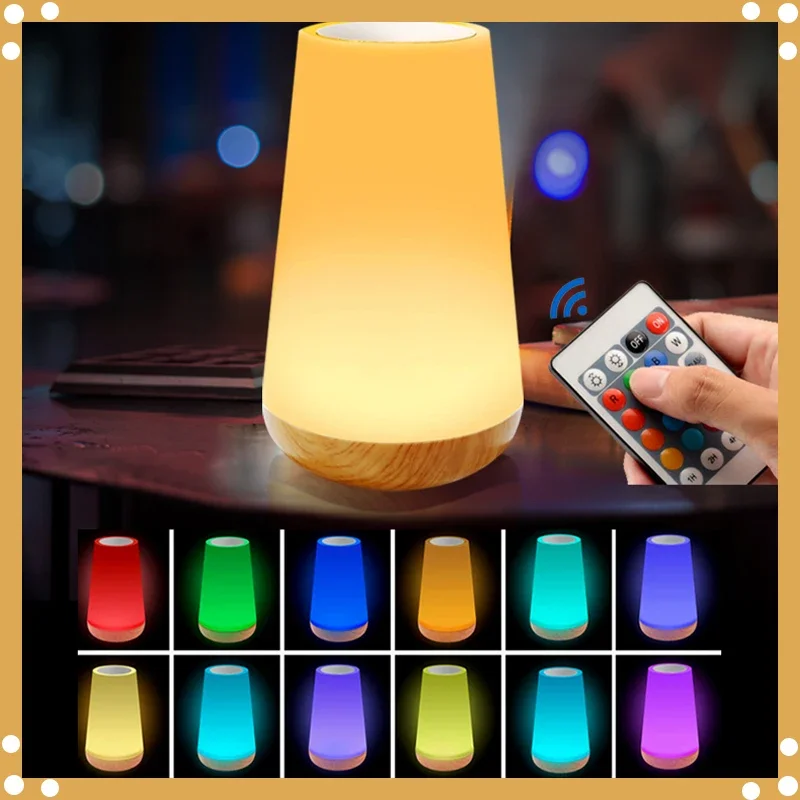 13 RGB Colors LED Night Light for Children Baby Bedroom Decoration Dimmable Touch Lamp Portable Rechargeable Bedside Table Lamp