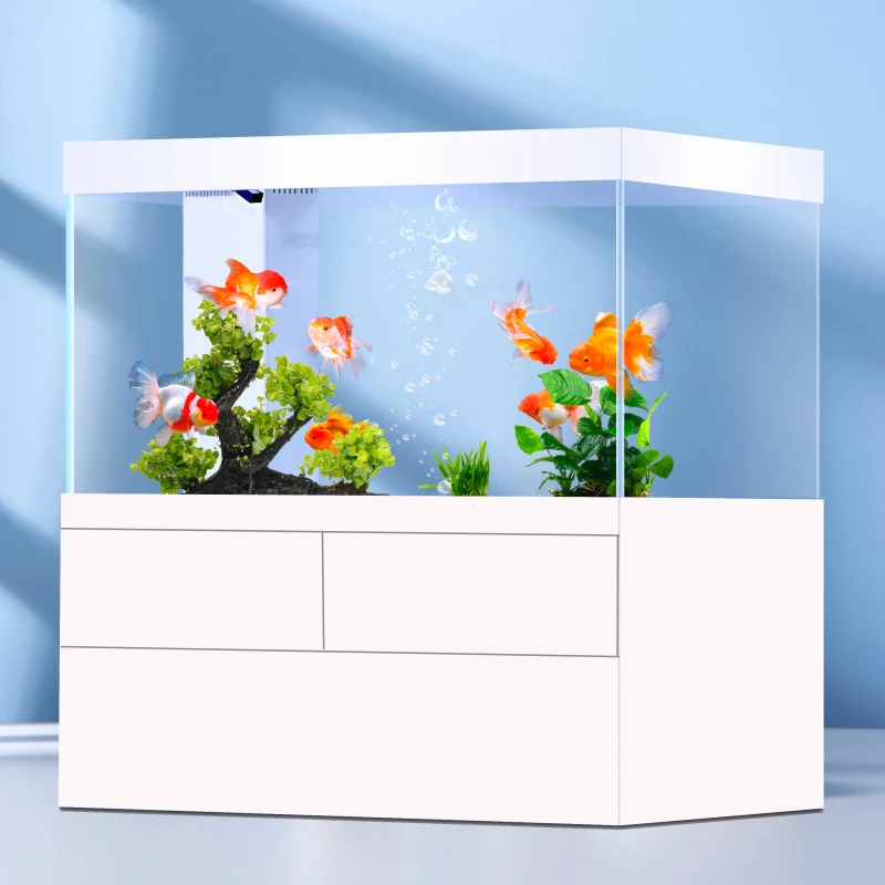 Living room desktop ecological landscaping water-free household bottom filter fish tank ultra-white glass