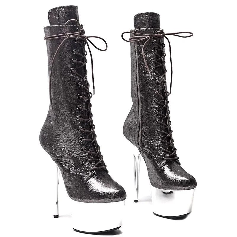 

New Fashion Women 17CM/7inches PU Upper Plating Platform Sexy High Heels Boots Pole Dance Shoes 190