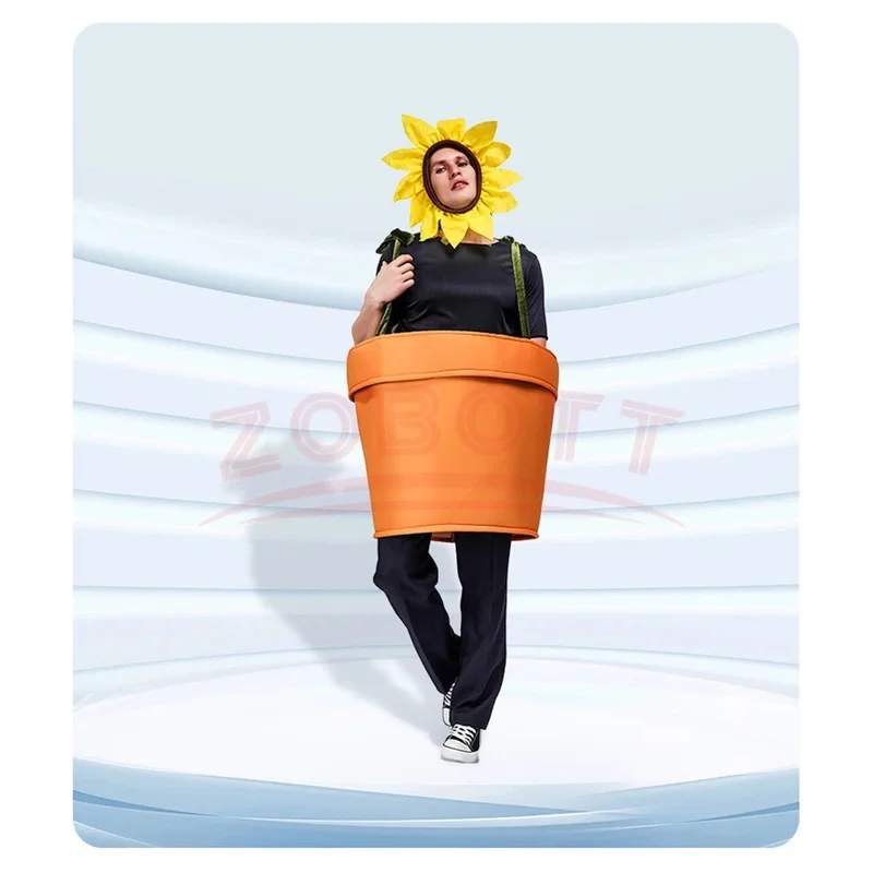 Sky06 fantasia de vaso de flores de Halloween para adultos cosplay fantasia de girassol feminino com capacete para festa temática de jardim Sunfl66lU &