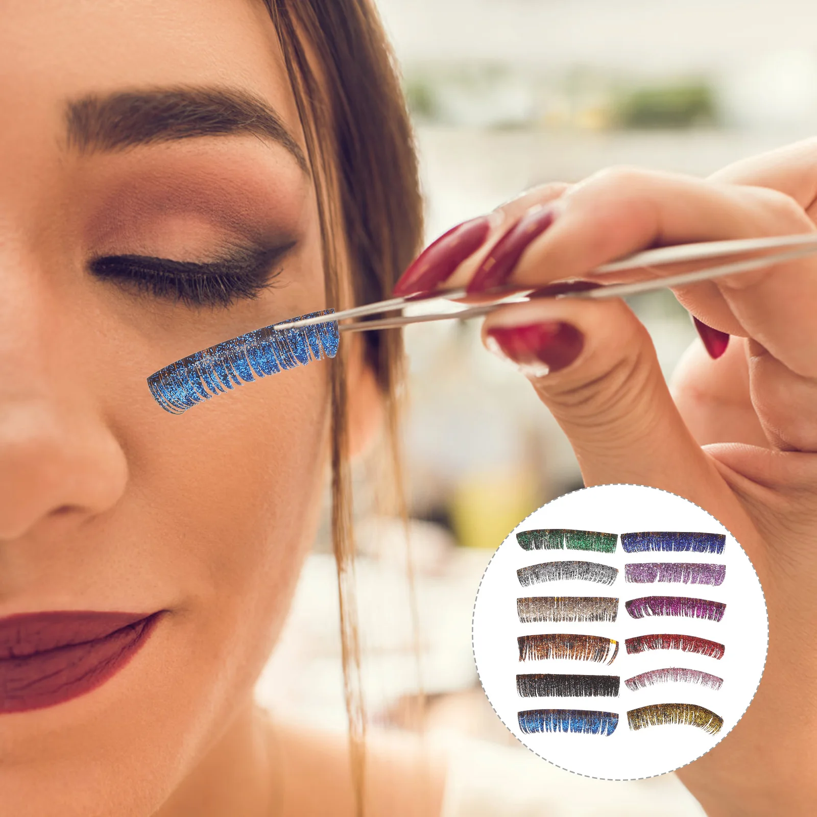 

Glitter Colored False Eyelashes Voluminous Lash Extensions For Halloween Party Makeup Diy Eye Lashes Colored