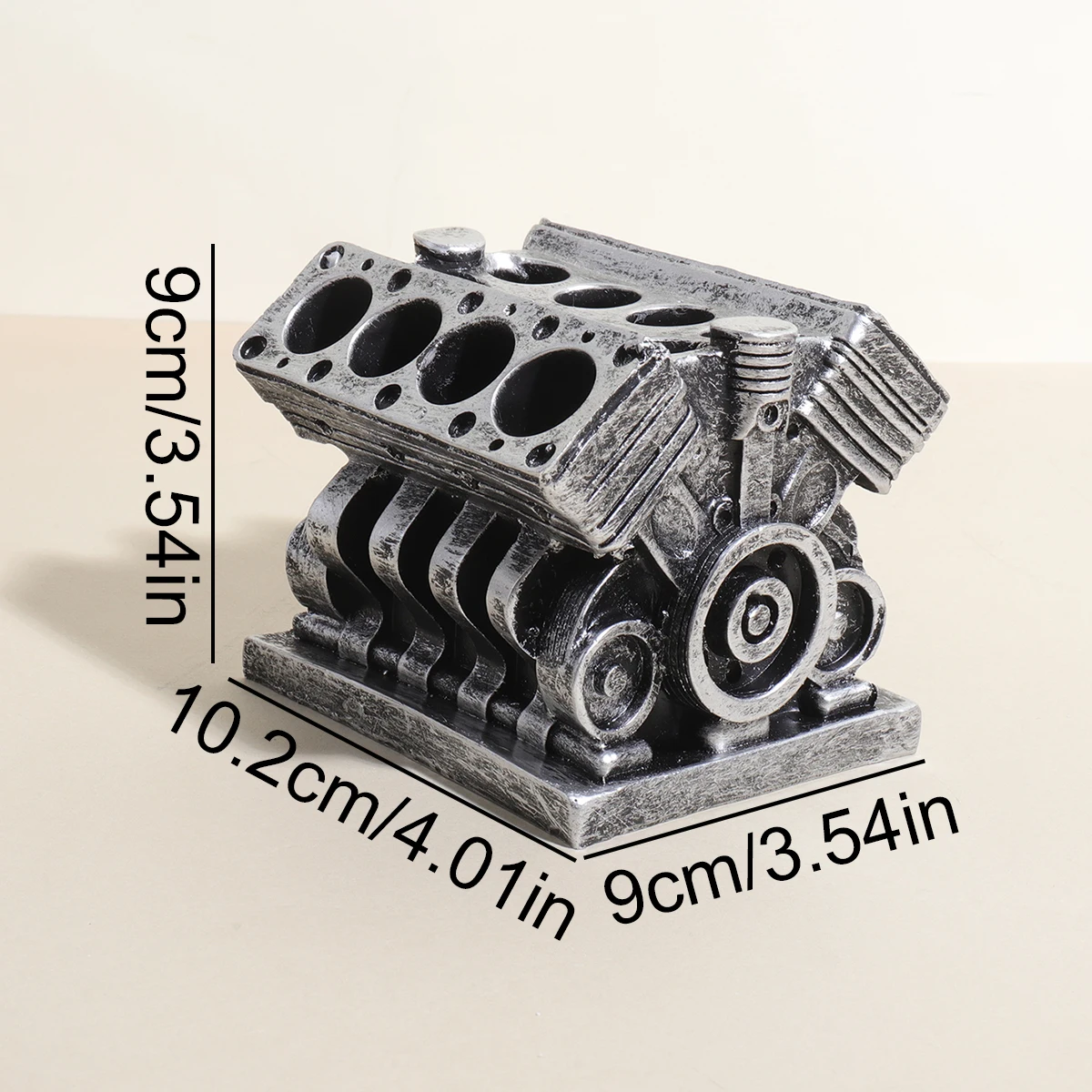 حامل قلم نموذج محرك السيارة، ديكور مكتب محرك V8، مقلمة قرطاسية مكتبية رائعة هدية إبداعية للرجال #2