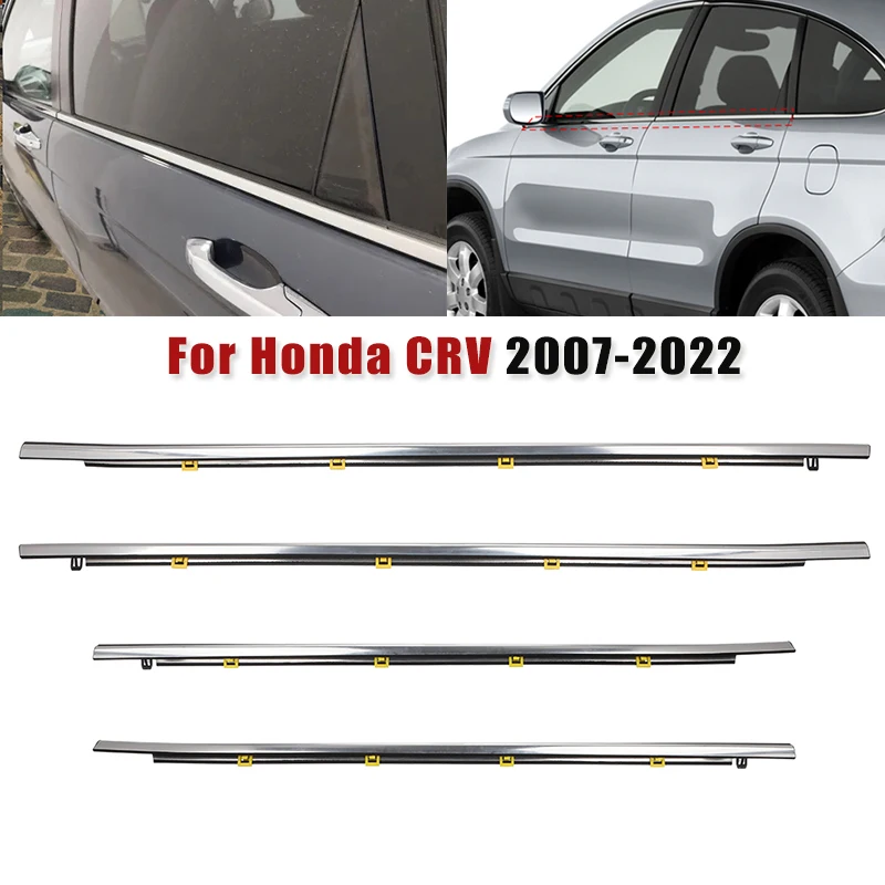 

Car Window Weatherstrip For Honda CRV 2007-2022 Side Door Glass Window Sealing Strip Weather Strip Moulding Trim Rubber Chrome