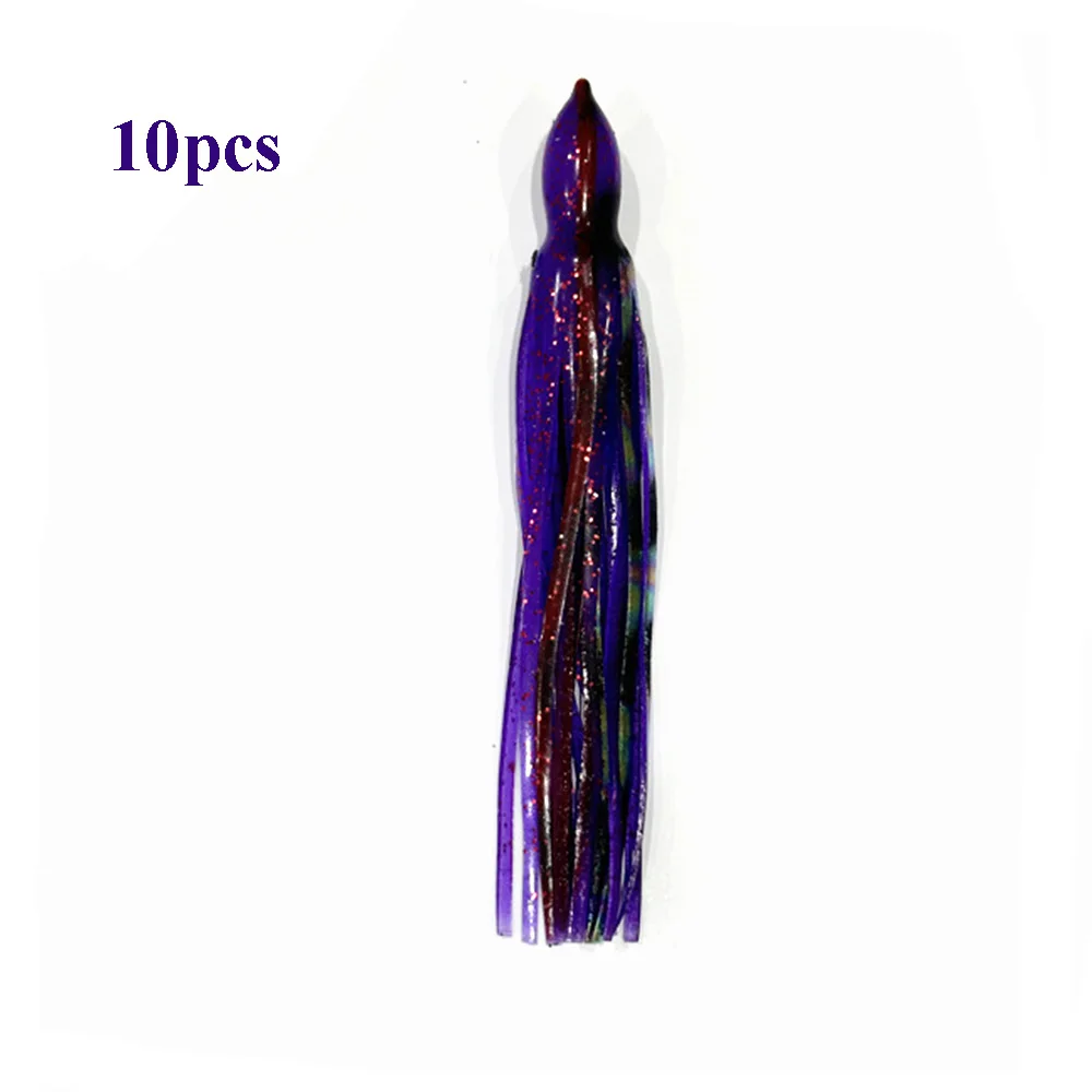 10 Stück 15 cm weiche leuchtende Oktopus-Röcke, Köder aus Silikon für Thunfisch, Mahi, Trolling, Hoochie, leuchtende Tintenfisch-Röcke, Jigging, Meeresfischköder – Detail 7