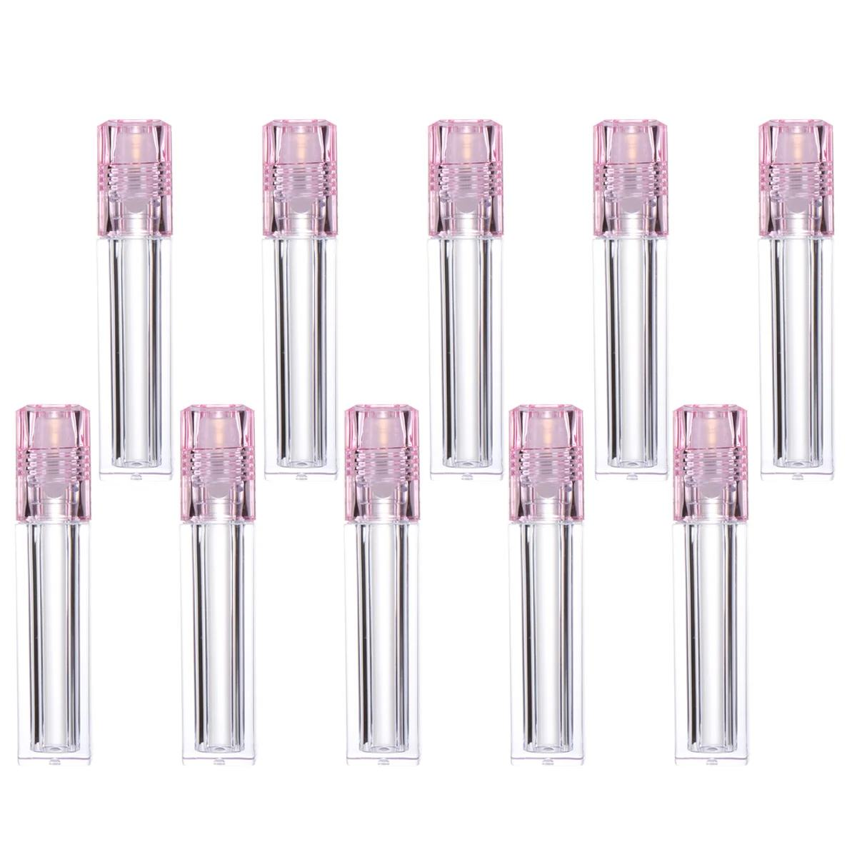 1 Set 10Pcs Hydrating Lip Oil Vials Moisture Lip Refillable Roll-On Bottle Lip Oil Vials with Lid (Pink Cap)