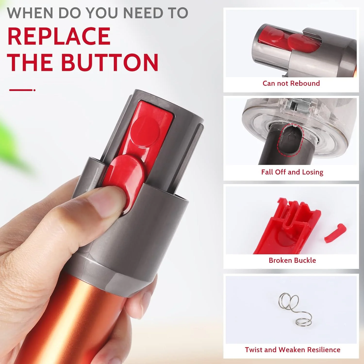 2 упаковки трубки-палочки/зажим для головки пылесоса, защелка, кнопка вкладки, совместимая с пылесосом V8 V10 V11 V15, палочка/инструментом для подсветки, но