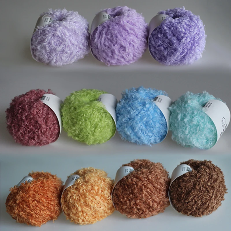 

60M Creative Polyester Imitation Wool Plush Fabric Yarn Curly Ultra Dense Yarn DIY Hand Woven Hook Woven Material 45g