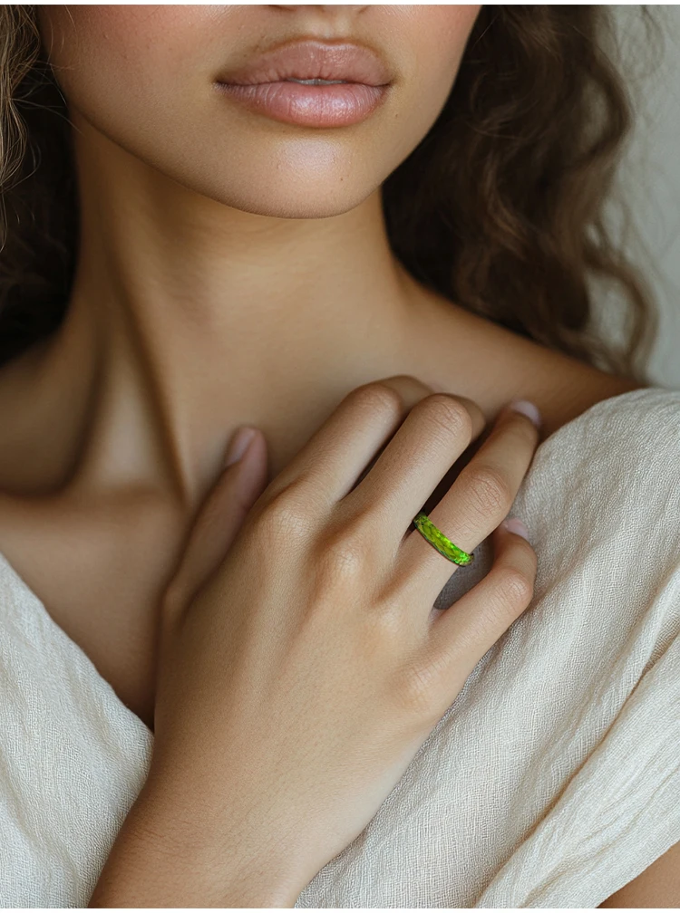 JEWELLWANG Laborgezüchteter grüner Saphirring, massiver, schlichter Ring mit geschlossenem Band, Ring mit einem Edelstein, Geschenk für Damen, Herren, Unisex, für den täglichen Gebrauch – Detail 10