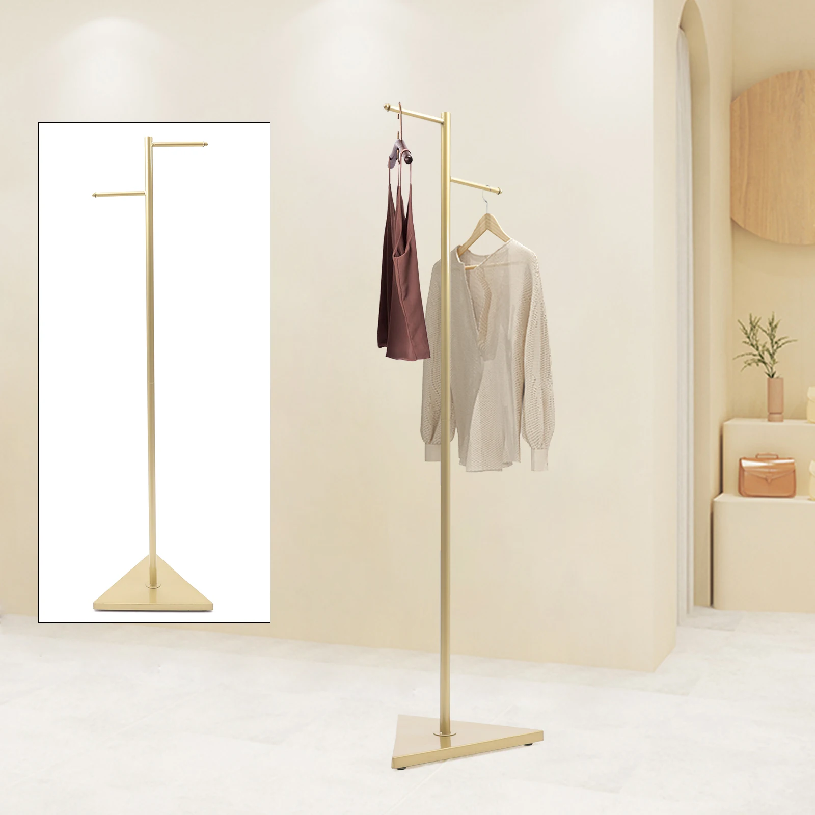 Free-standing Metal Coat Rack Hat Hanger Hall Tree Coat Hanger Stand Clothes Rack with Stable Base for Hallway Entryway