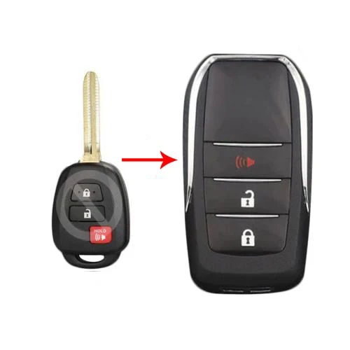 2/3/4 Buttons Modified Flip Blank Remote Key Shell Case Fob for Toyota Camry Corolla RAV4 Highlander Tacoma with TOY43 Blade