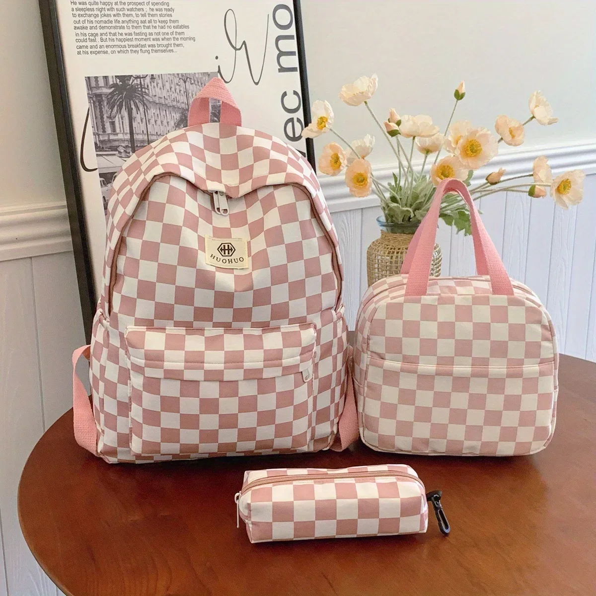 3pcs bag High Quality fabric Women Backpack Schoolbag Large Capacity Travel Bag School Season New Students Casual bag