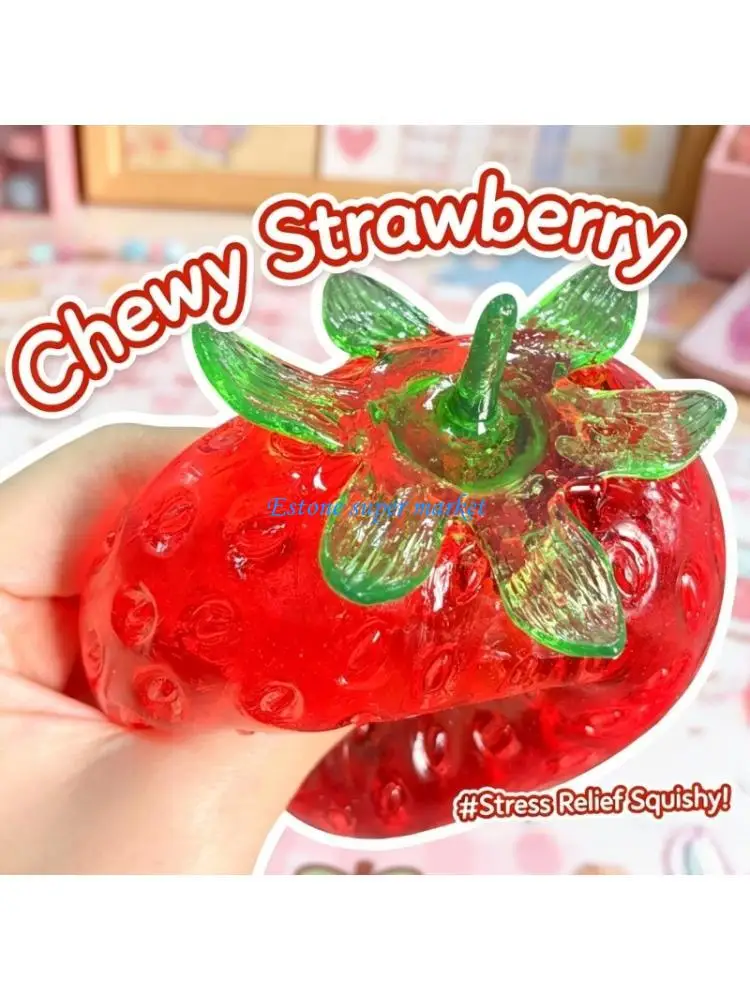 090B Adorable Strawberry Stress Ball Educational Squeezable Toy For Sensory Play Hand Exercise And Focusing Calmness