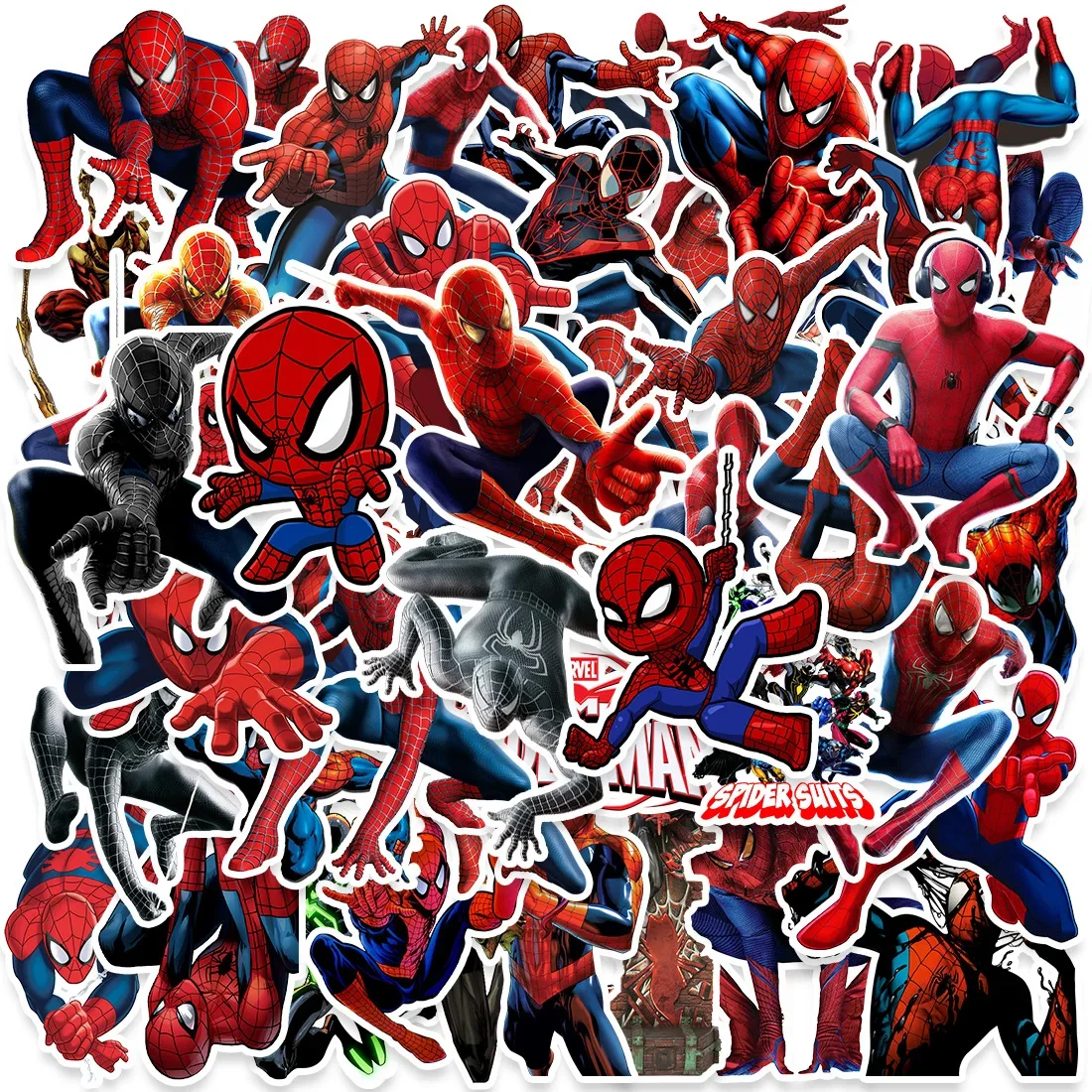 50PCS Cool Movie Spiderman Anime Stickers Skateboard Fridge Guitar Laptop Motorcycle Travel Classic Toy Cool Sticker