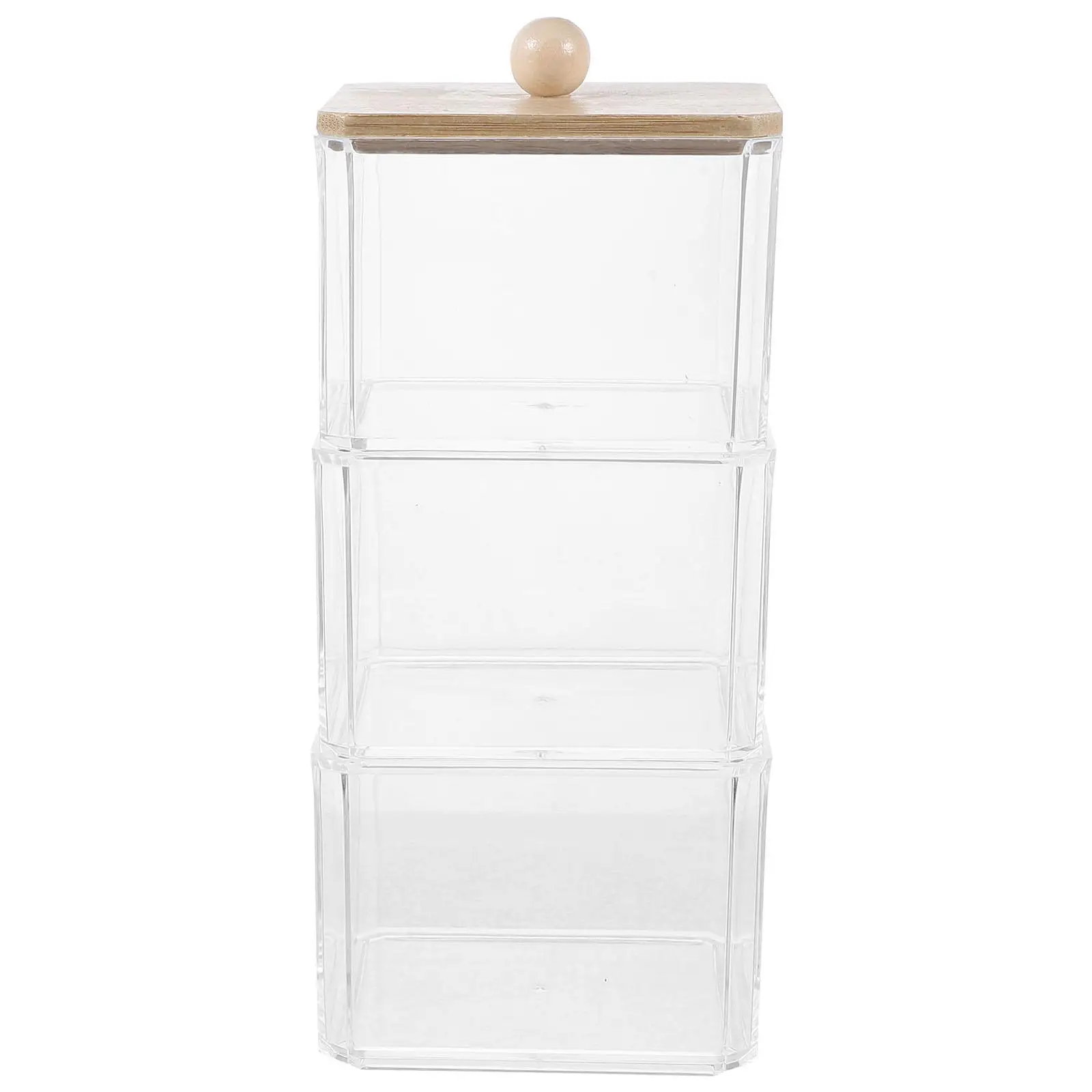 

Transparent 3-Compartment Pads Swab Ball Cotton Swab Dispenser Holder Bathroom Storage Organizer Small Container