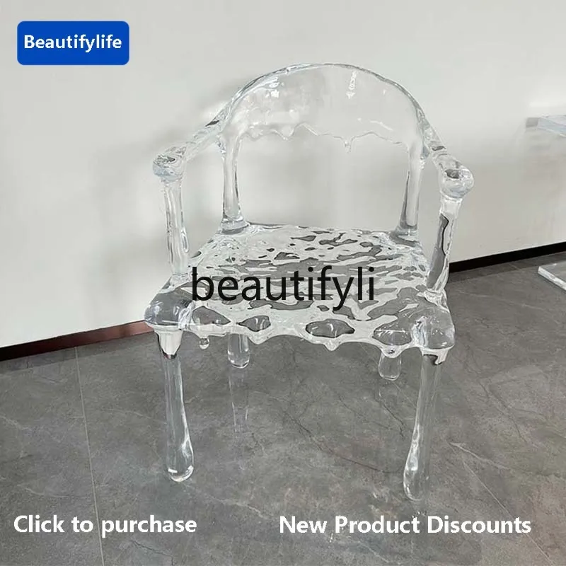 

Modern Transparent Resin Stool High-end Art Dining Chair Light Luxury Backrest Crystal Chair
