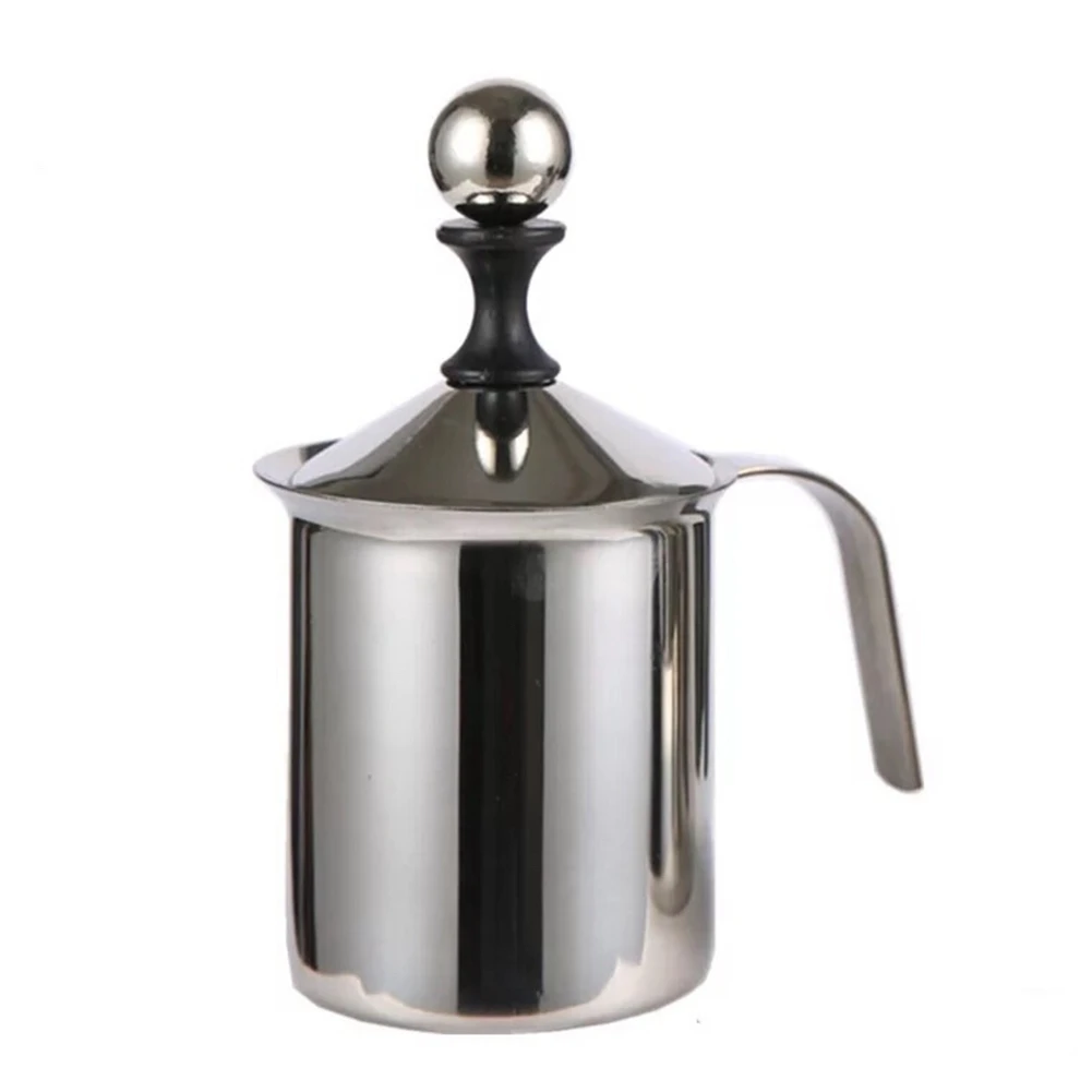 DHIPP-кувшин для вспенивания молока, 400 мл, горшок для вспенивания молока из нержавеющей стали, подходит для автоматической кофемашины или плиты для кипячения молока