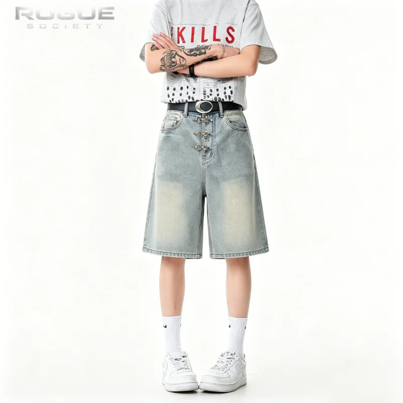 Streetwear New Fashion Metal Buckle Denim Shorts Men Women Y2k Loose High Street Pants Luxury Minimalist Harajuku Gothic Summer