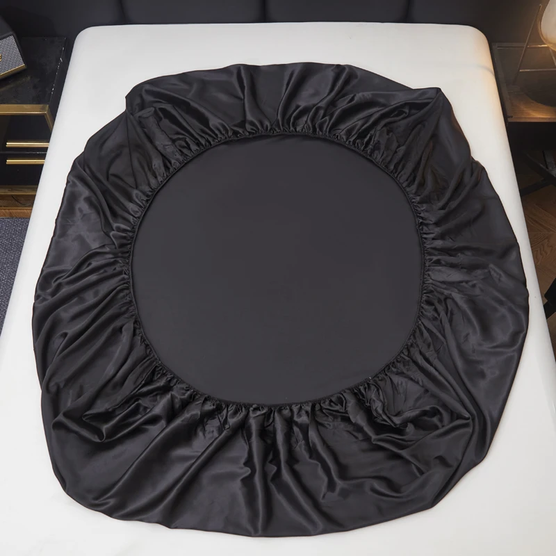 1 قطعة بلون الساتان منعش المجهزة غطاء سرير غطاء مرتبة الجلد ودية تنفس الراقية الحرير زلة التوأم حجم غطاء سرير #5