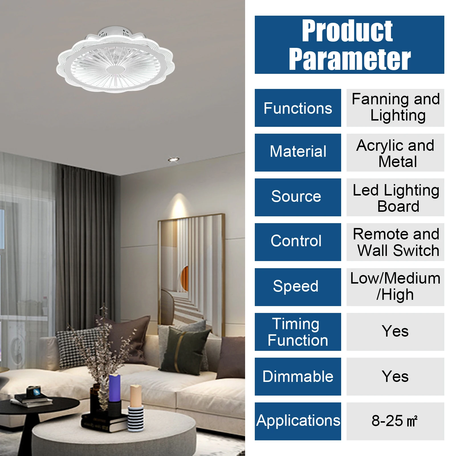 الحديثة بسيطة LED مروحة السقف أضواء دوران الهواء ختم مروحة كهربائية عن بعد يعتم مروحة ضوء لغرفة النوم غرفة المعيشة مروحة #5