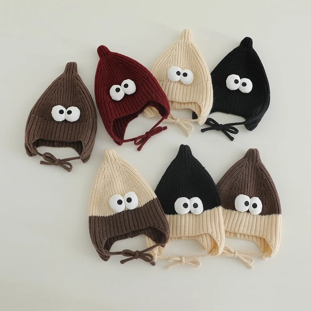 

Cute Funny Design Knitted Hat with Flaps Soft Beanie Warm Winter Beanie for