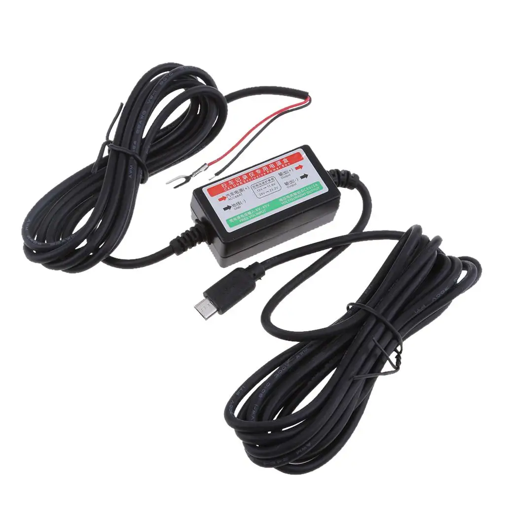 

DC 8-40V to 5V 3A Car Vehicle Power Charger Micro USB Wire Cable for Camera Recorder DVR