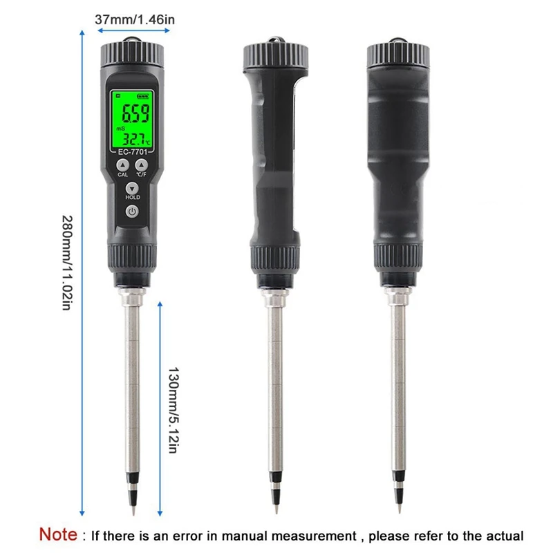 Imagem -06 - Smart Solo Medidor ec Tester Solo Data Logger Analisador Temp para Hidroponia Plantação Jardim Durável 0.010.0 ms cm Ec7701