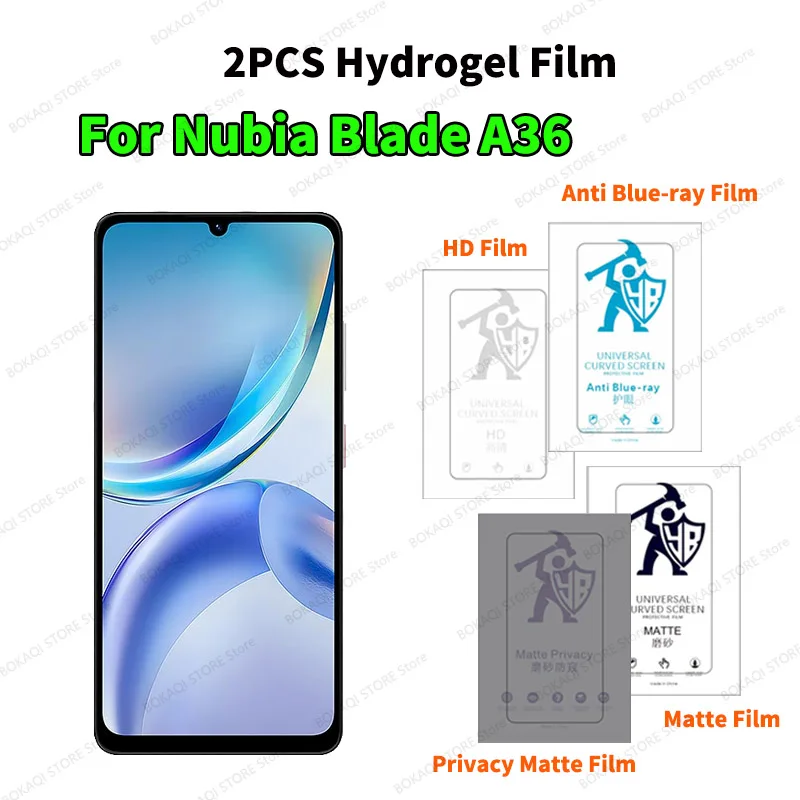 Protector de pantalla de hidrogel transparente HD para ZTE Nubia Blade A36, película de hidrogel mate para privacidad, película protectora para teléfono