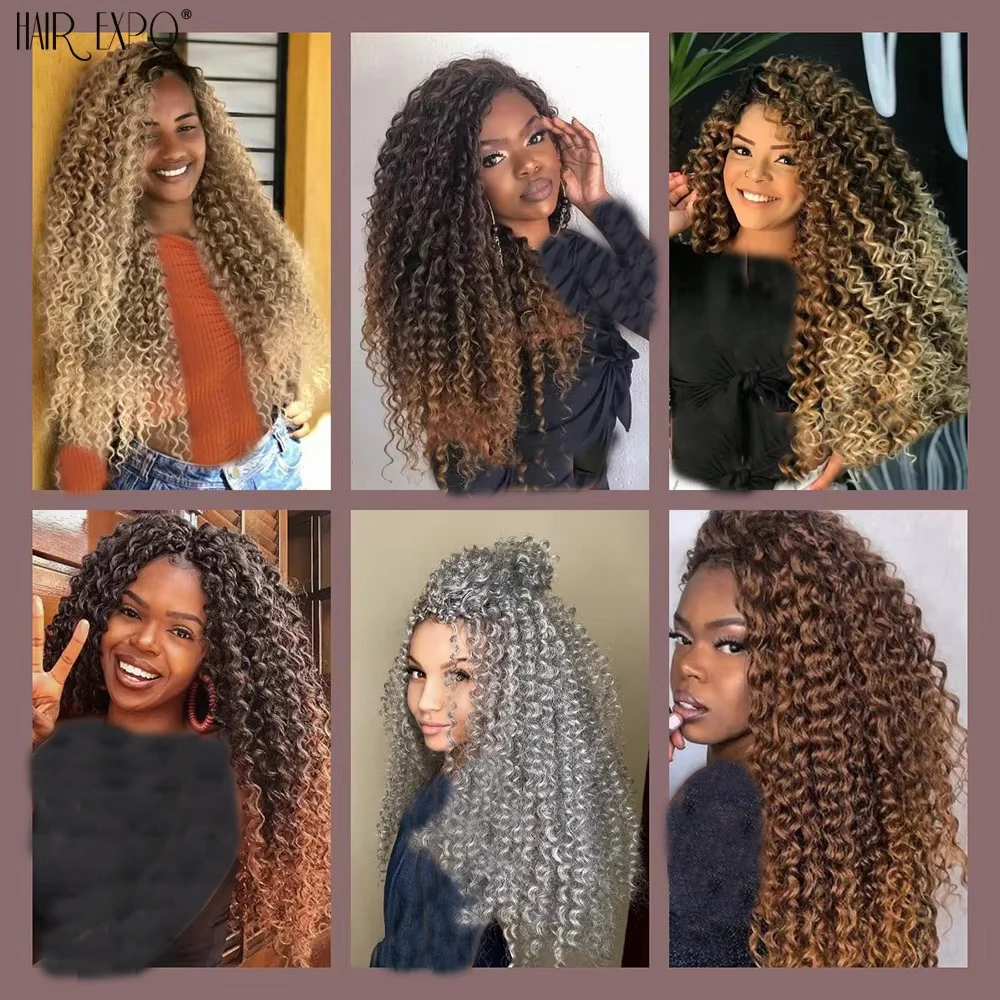 22 "ディープウェーブかぎ針編みヘア合成情熱ツイスト編みヘアエクステンションアフロカールウォーターウェーブディープツイスト三つ編みヘアオーシャンウェーブ