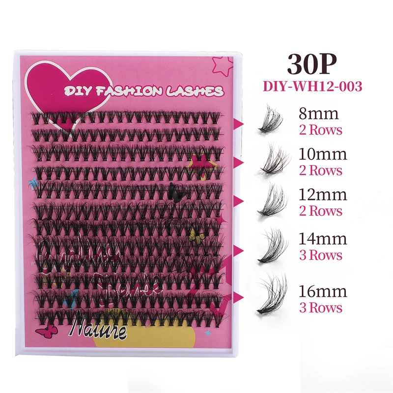 DIY Handmade Custom Logo Mink Hair Eyelash Extension Kit 30P/40/50P Segments 8mm-16mm Natural Style with Glue Tweezers Set