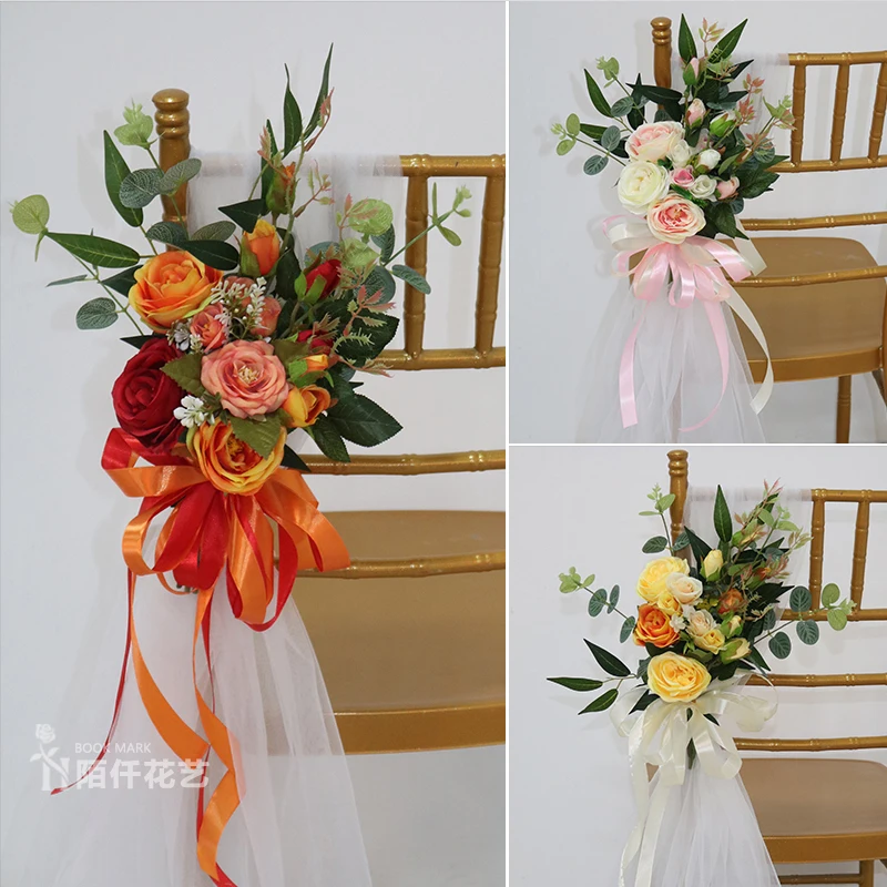 cadeira-casamento-encosto-fita-decoracao-bracos-florais-simulados-alcas-da-porta-do-hotel-decoracao-flor-de-seda