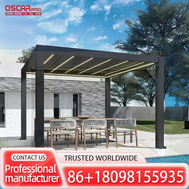 

Водонепроницаемые биоклиматические алюминиевые комплекты, тент для патио, открытый тент для сада, террасы, балкона, беседки