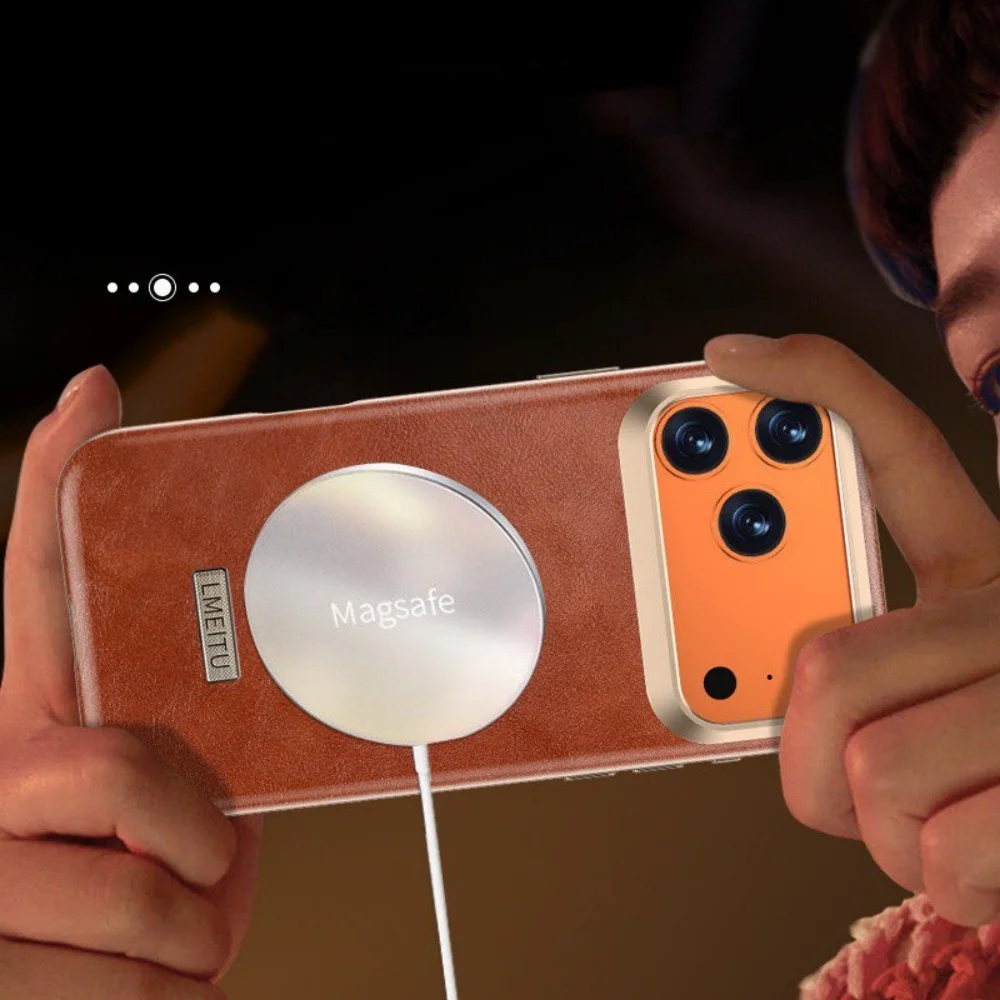 

Чехол из натуральной воловьей кожи с маслом и воском для iPhone 17 Pro Max 17 Pro, чехол для беспроводной зарядки