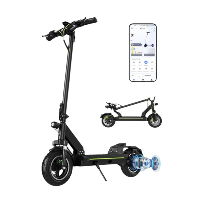 Patinete Eléctrico Todimart para Adultos, Patinete Eléctrico Plegable Todoterreno con Motor sin Escobillas, Batería de 48V 13Ah, Autonomía