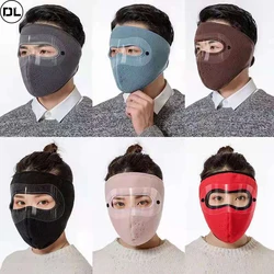Unisex Windproof Face Warm Mask Winter Cap Ski Breathable Masks Fleece Face Shield Caps with HD Goggles Anti-fog Cycling Cap