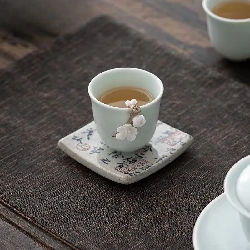 

Креативная печь Ru ручной работы, тестовая чашка с цветком сливы, бытовая керамическая чашка для чая, чайная церемония, индивидуальная подарочная упаковка для чайного набора