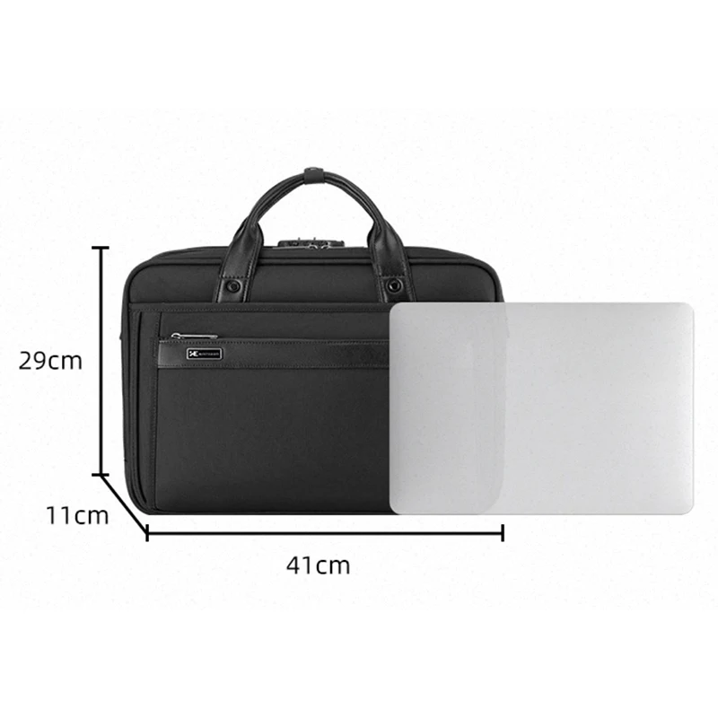 Men's new business shoulder bag password lock computer bag solid color crossbody bag waterproof briefcase notebook handbag