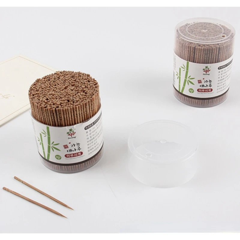 800Pcs/box Disposable Carbonized Bamboo Toothpicks Eco-friendlySingle Head Tooth Picks Portable Kitchen BBQ Fruit Toothpicks