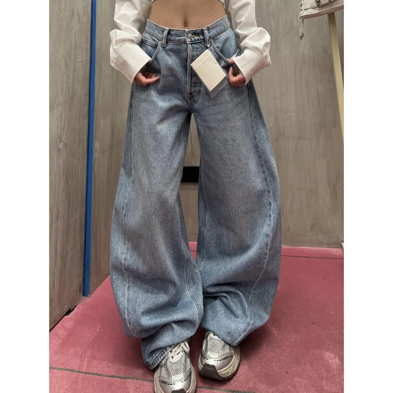 الخريف الشتاء المرأة الأمريكية الرجعية الدنيم السراويل Y2K الرجال واسعة صالح فضفاض جان اليابانية Harajuku الأزرق جان الشرير المد أمي جان