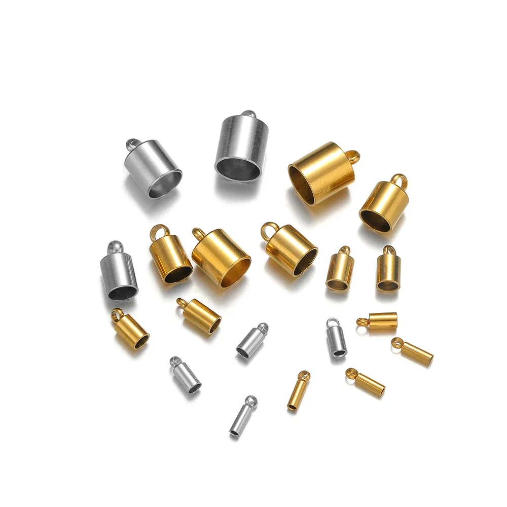 20pcs 18K Gold Stainless Steel Bucket Rope Caps Crimp End Caps for DIY Jewelry Findings Bracelet Necklace Components Wholesale view 4