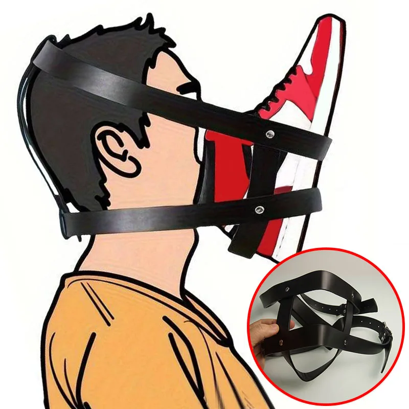 SMELL Shoes BDSM Mask Leather,Slave Bondage Hood Restraints,Sex Toys for Couples,Adult Games,Role Play,Submissive