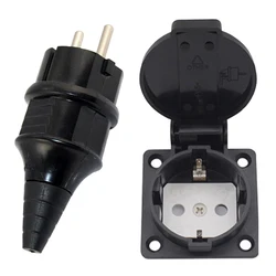 1PCS Waterproof 250V 16A Germany PDU UPS EU Power Desktop Outlet Connector Embedded Electrical Panel Receptacle AC Socket Plug