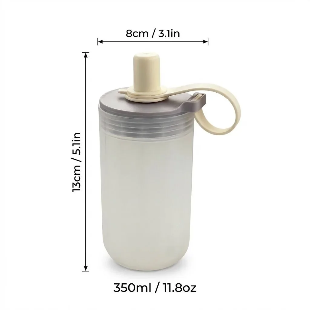 350/550 ml draagbare plastic waterbeker met handvat en rietje, herbruikbare beker, hittebestendig, lekvrij, geschikt voor melk, koffie en andere dranken.