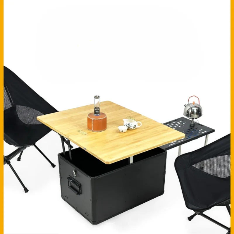 

Outdoor Car Storage Box Camping Table Box Aluminum Folding Portable Picnic Multifunctional Mobile Kitchen Car Magic Box