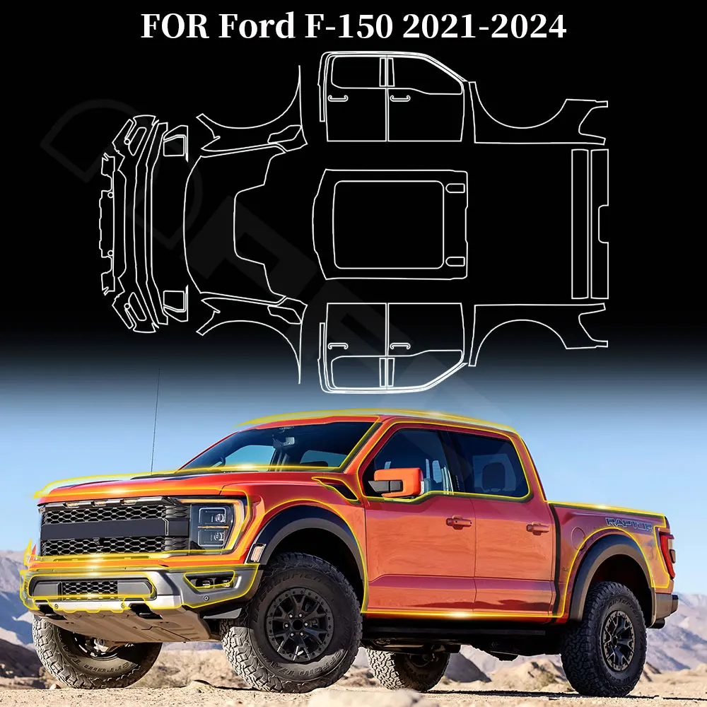 PFCC بولي TPU قبل قطع ملصق لفورد F-150 22-23 PPF شفافة واضحة عدة طلاء السيارات طبقة حماية التصميم الجسم ملصق مائي اكسسوارات
