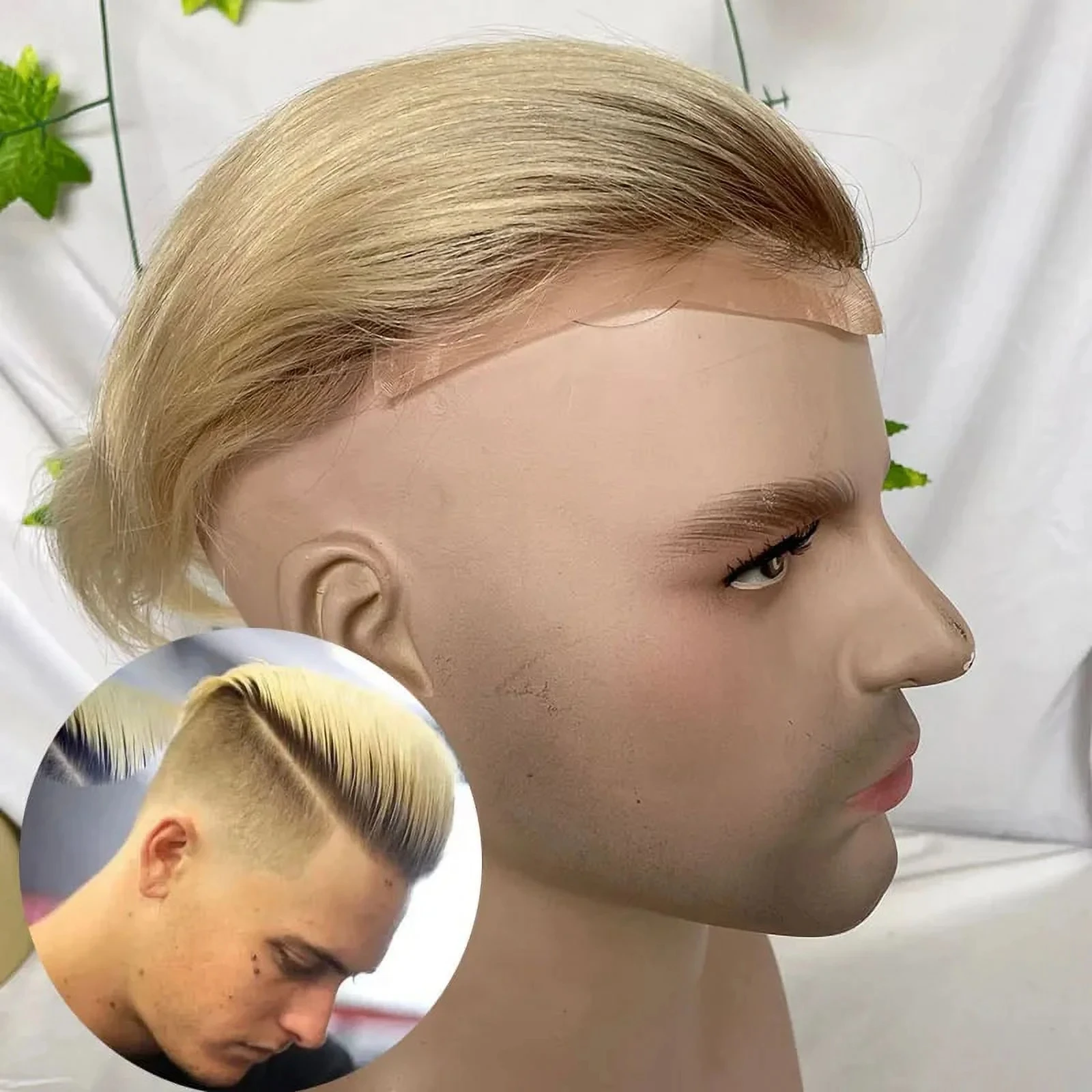 

Men's Human Hair Toupee 10x8 Lace+PU+MONO T Blonde 1BT613 Male Wig 1BTwhite In stock Real Hair BreatHhable