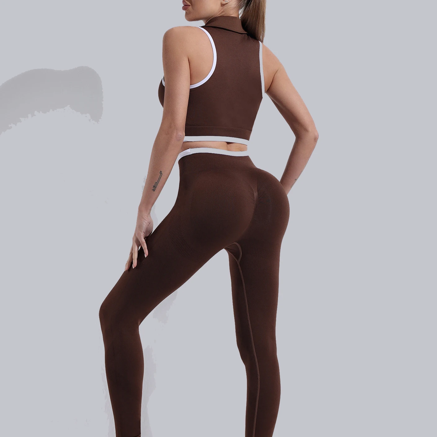 اليوغا مجموعة 2 قطع المرأة رياضية سلس زيبر أكمام الرياضة الصدرية تجريب عالية الخصر طماق اللياقة البدنية ملابس رياضية للصالة الرياضية