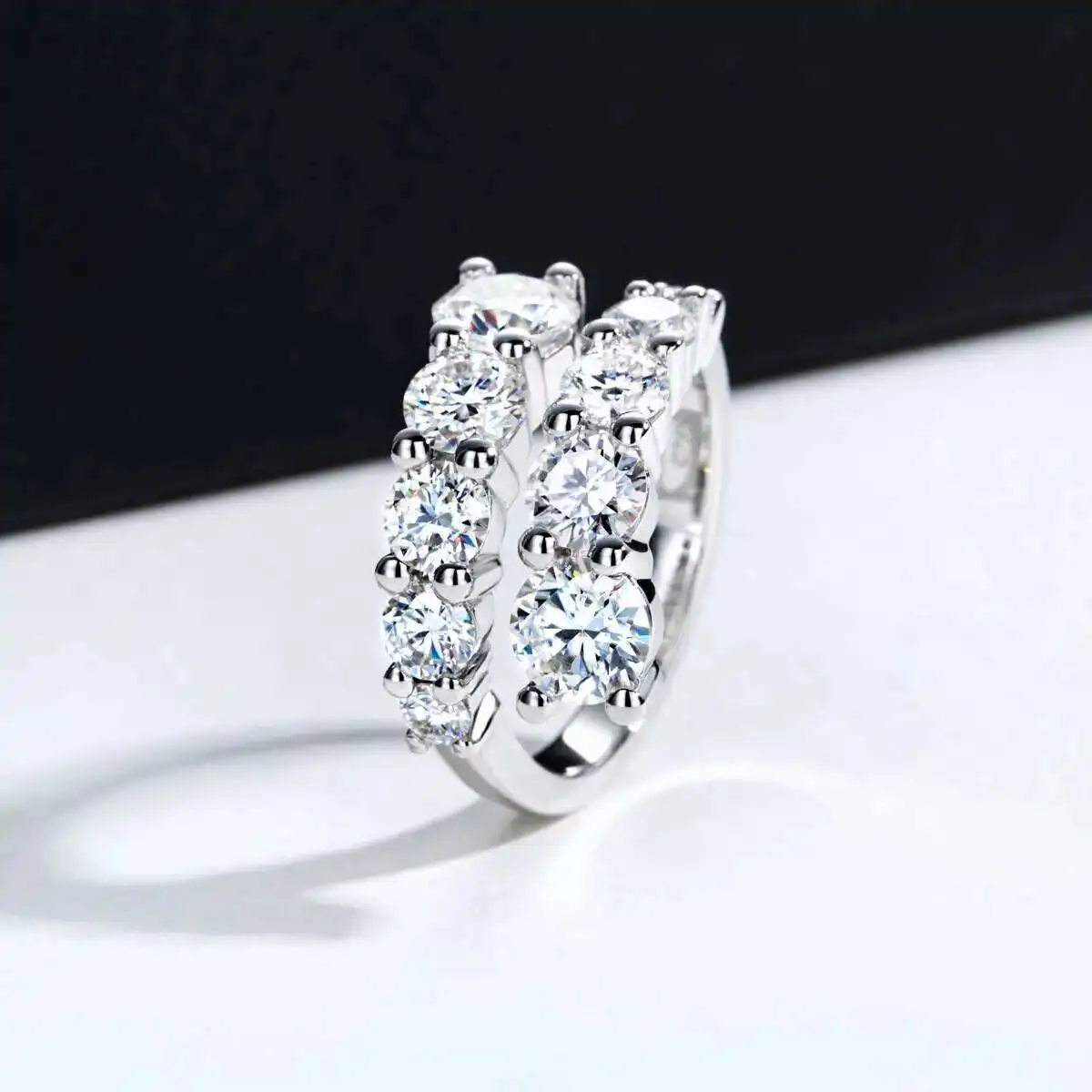 JoiasHome Edelsteine Vollmoissanit-Ringe für Damen Funkelnder Makelloser Diamant-Ehering S925 Sterling Silber Schmuck – Detail 7