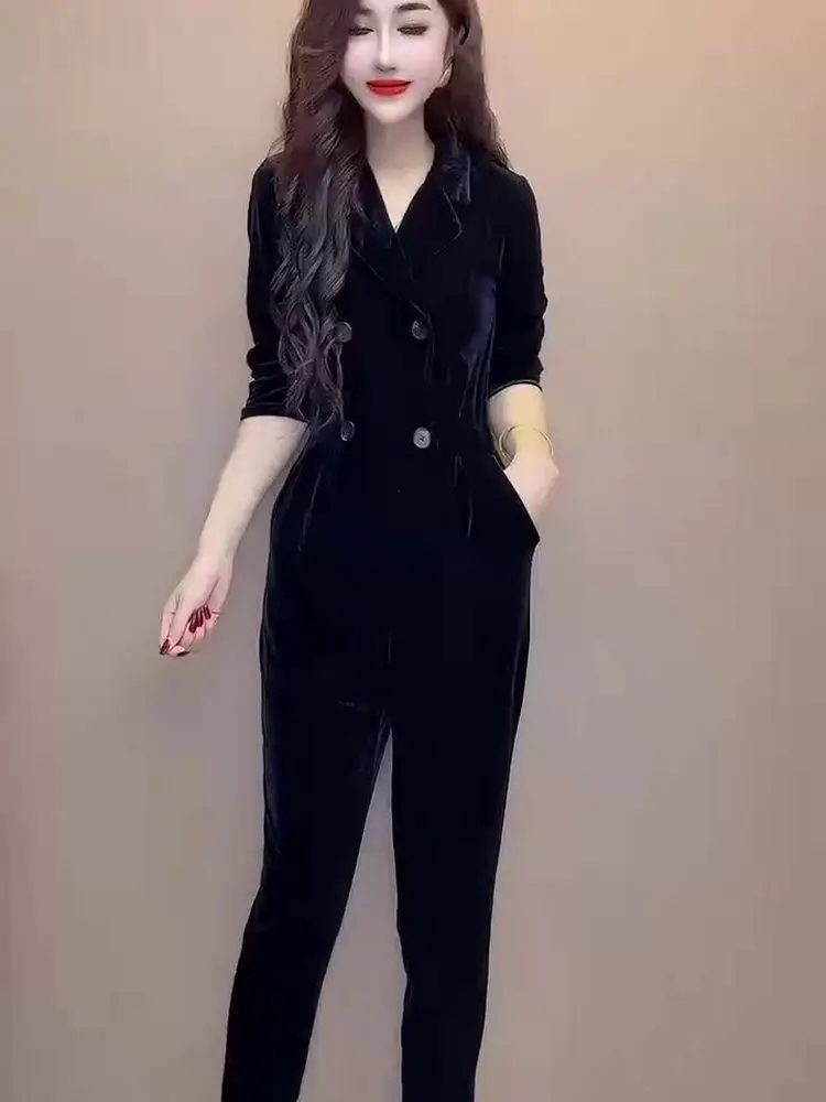 

Ele Bla-Piece Suit Women's Faion Slimming Concealing High Waist Straight Leg Commute Sle Autumn New Arrival