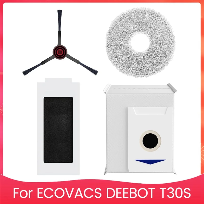 

TKOH-для ECOVACS DEEBOT T30S комбинированный робот-пылесос, запасные части, фильтры Hepa, подушечки для швабры, боковая щетка, мешки для пыли